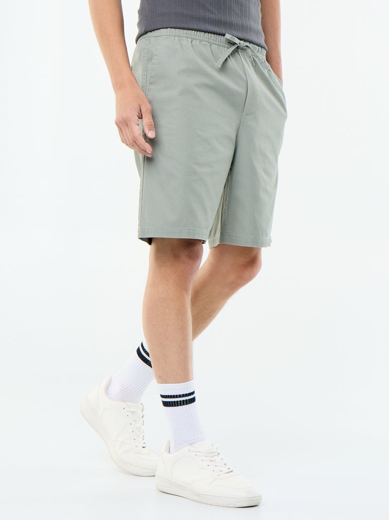 Chinobermuda van twill Groen - Kiabi
