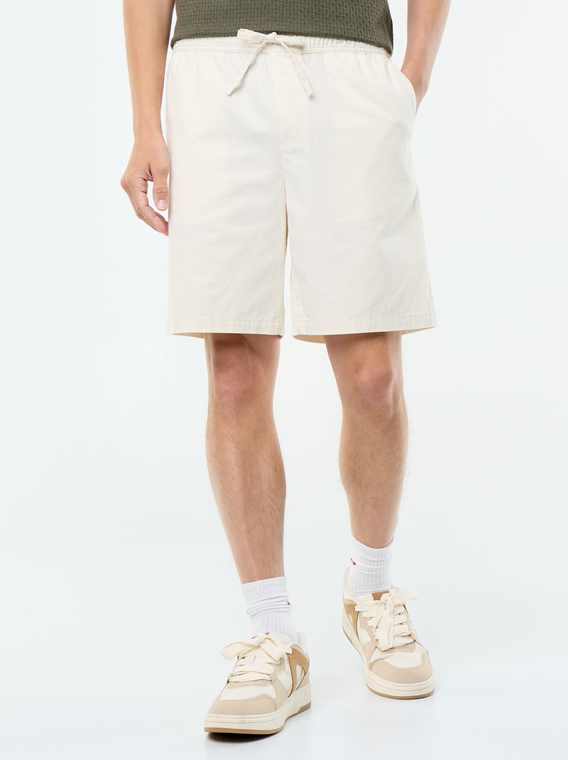 Chinobermuda van twill Wit - Kiabi