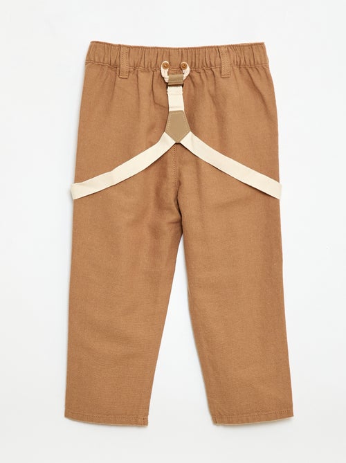 Chinobroek van linnenmix met bretels - Kiabi