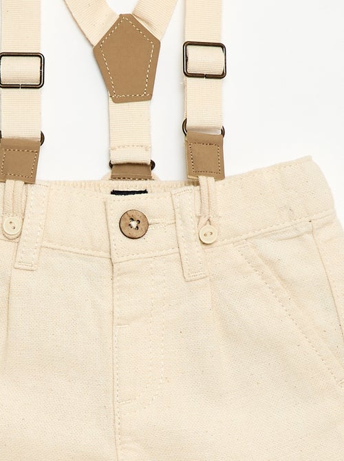 Chinobroek van linnenmix met bretels - Kiabi