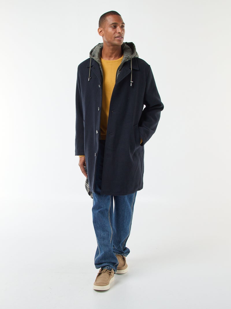 Chique, lange, warme jas Blauw - Kiabi