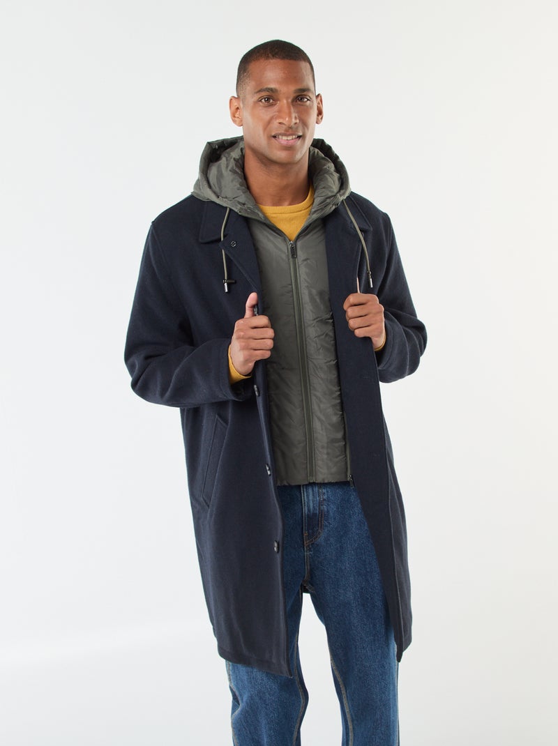 Chique, lange, warme jas Blauw - Kiabi