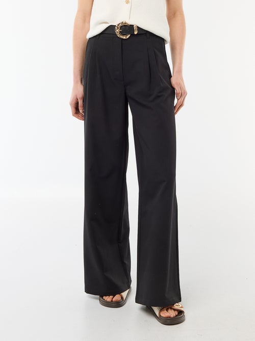 City broek met wijde pijpen en riem - Kiabi