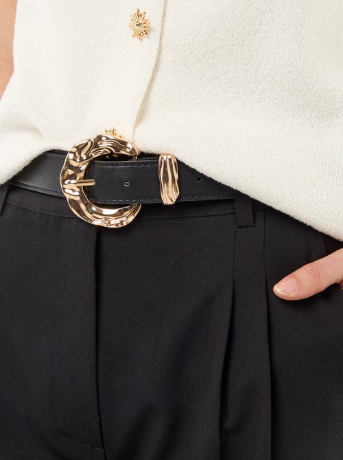 City broek met wijde pijpen en riem - Kiabi