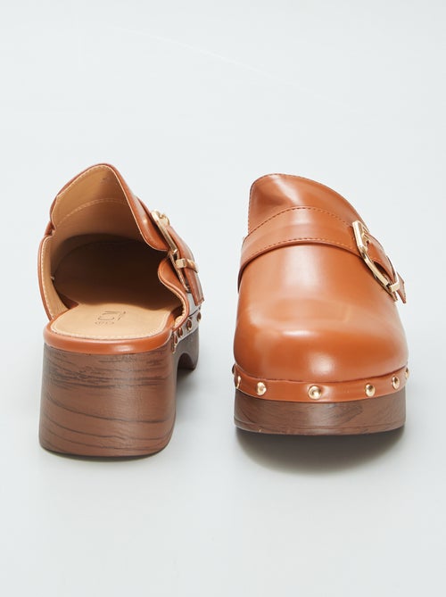 Clogs van imitatieleer met hak - Kiabi