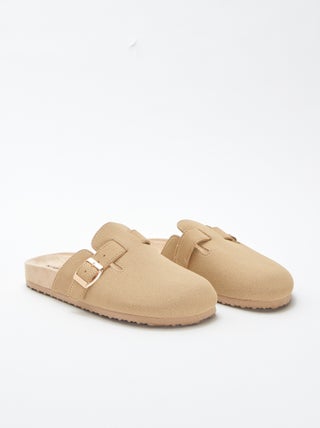 Clogs van suèdine met luipaardmotief