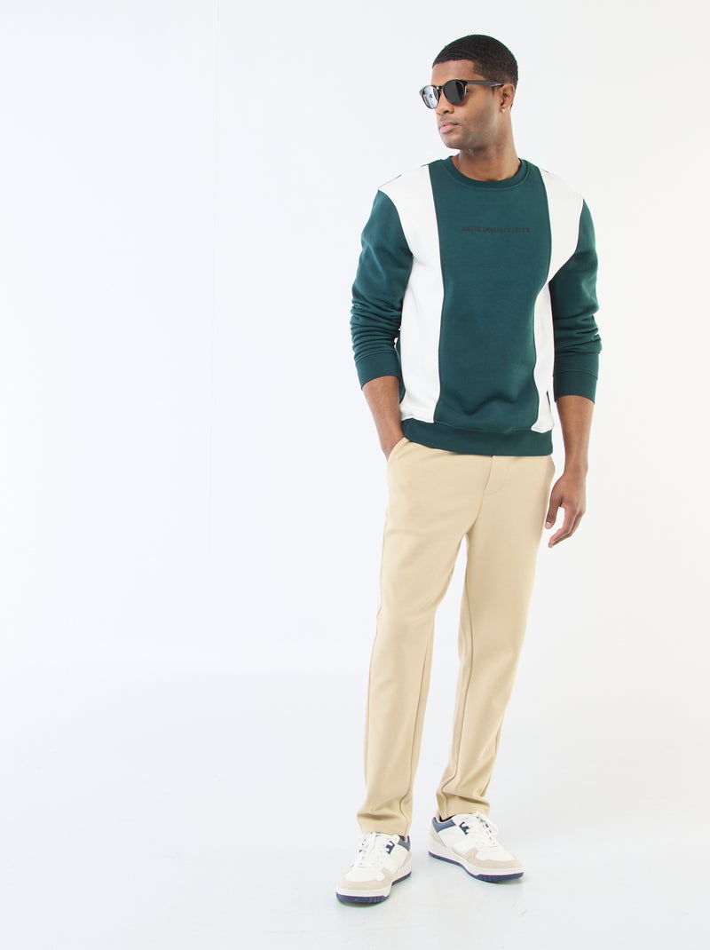 Colorblock sweater in sportswearstijl Groen - Kiabi