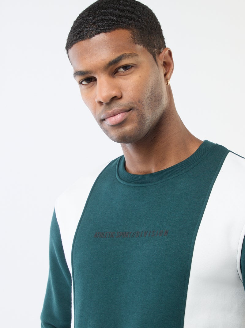 Colorblock sweater in sportswearstijl Groen - Kiabi