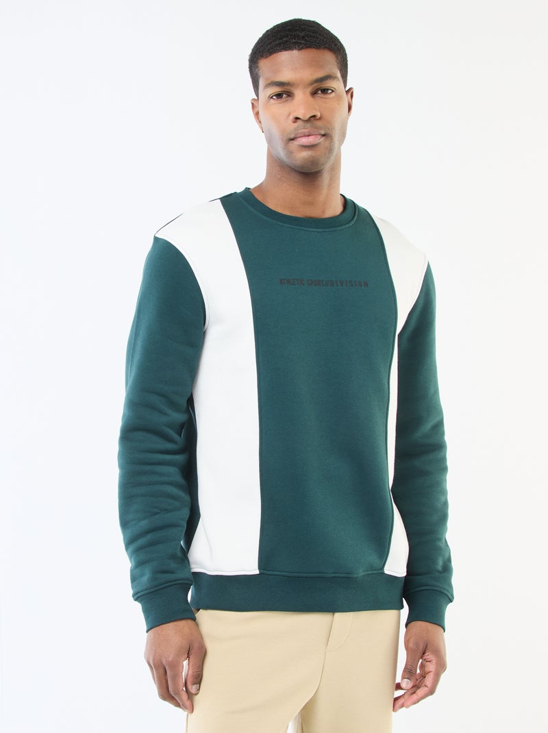 Colorblock sweater in sportswearstijl Groen - Kiabi