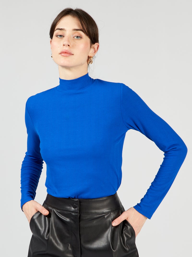 Coltruitje van ribtricot BLAUW - Kiabi