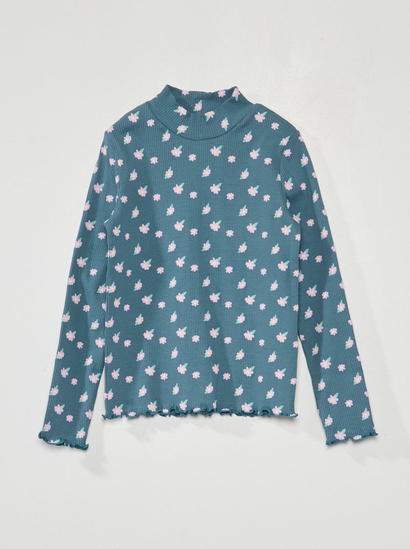 Coltruitje van ribtricot met print GROEN - Kiabi