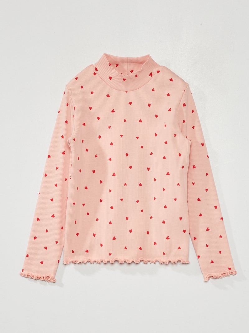Coltruitje van ribtricot met print ROSE - Kiabi