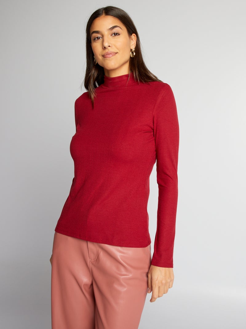 Coltruitje van ribtricot ROOD - Kiabi