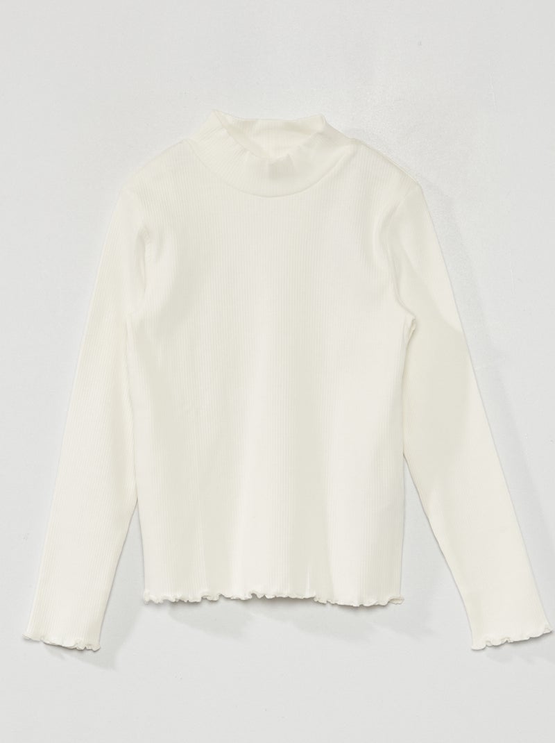 Coltruitje van ribtricot WIT - Kiabi