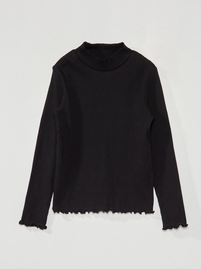 Coltruitje van ribtricot ZWART - Kiabi