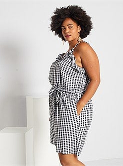 Combishort met volant en vichyprint - Kiabi