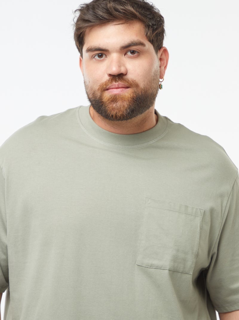 Comfort-fit katoenen T-shirt GROEN - Kiabi