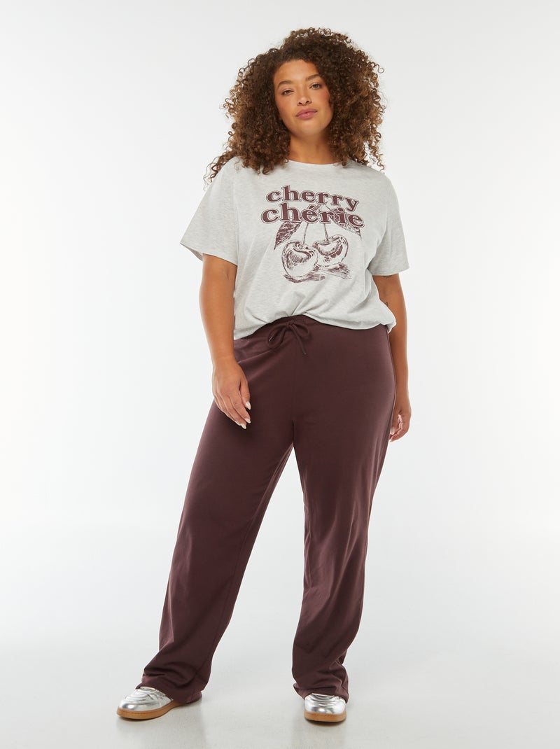 Comfortabele broek van dunne stof Paars - Kiabi