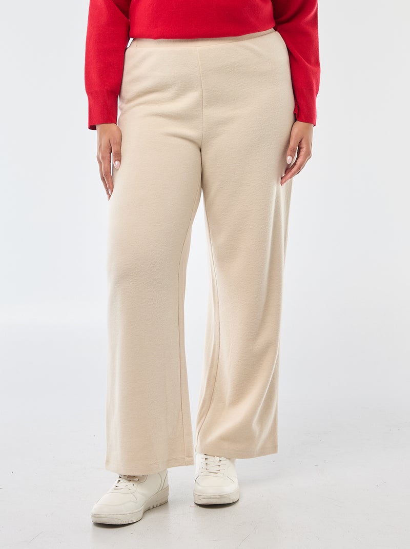 Comfortabele broek van ribstof Biege - Kiabi