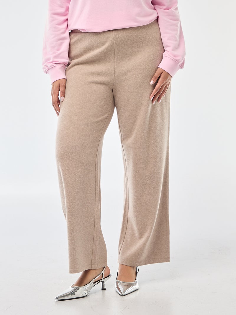 Comfortabele broek van ribstof Bruin - Kiabi