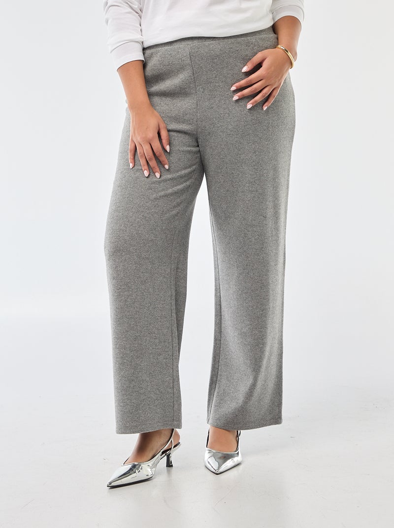 Comfortabele broek van ribstof Grijs - Kiabi