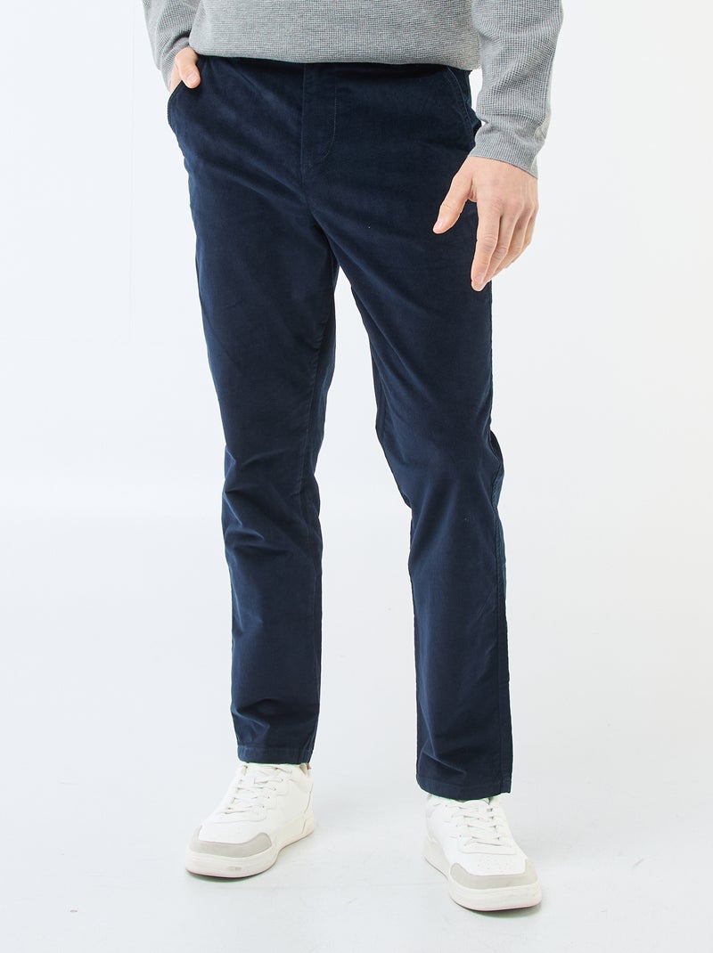 Corduroy chino met standaard taille Blauw - Kiabi