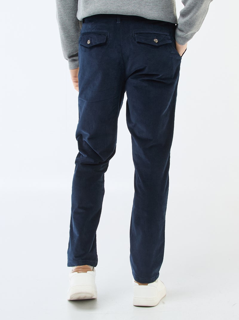 Corduroy chino met standaard taille Blauw - Kiabi