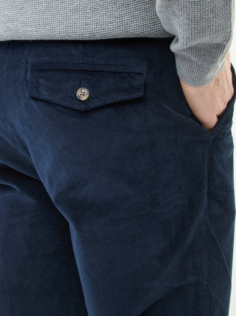 Corduroy chino met standaard taille Blauw - Kiabi