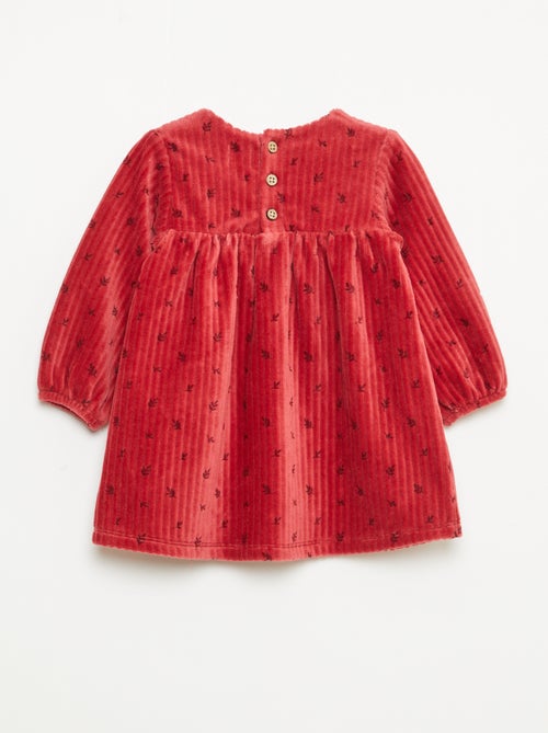 Corduroy jurk met lange mouwen en motief - Kiabi