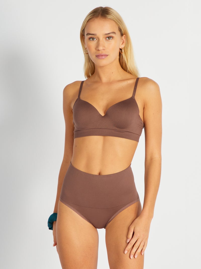Corrigerende slip met hoge taille bruin - Kiabi