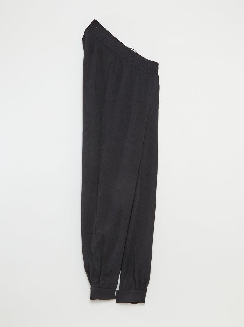 Crêpetricot broek - gemakkelijk aan te trekken collectie Zwart - Kiabi