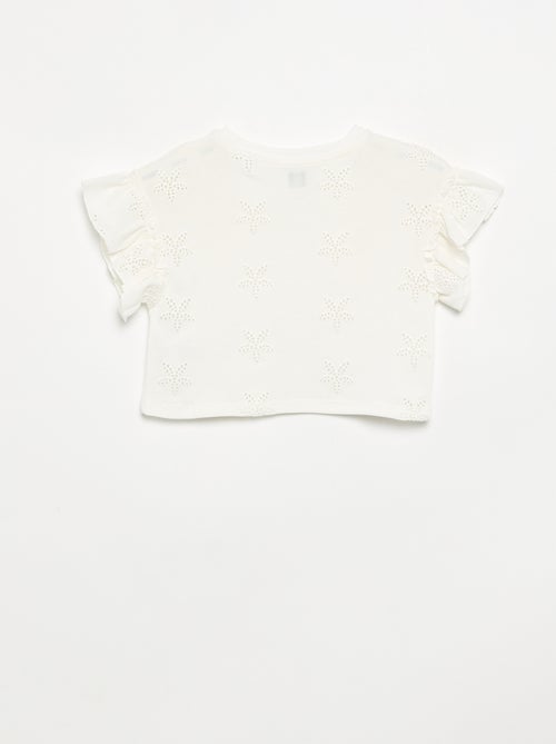 Crop T-shirt met broderie anglaise - Kiabi Crop T-shirt met broderie anglaise - Kiabi