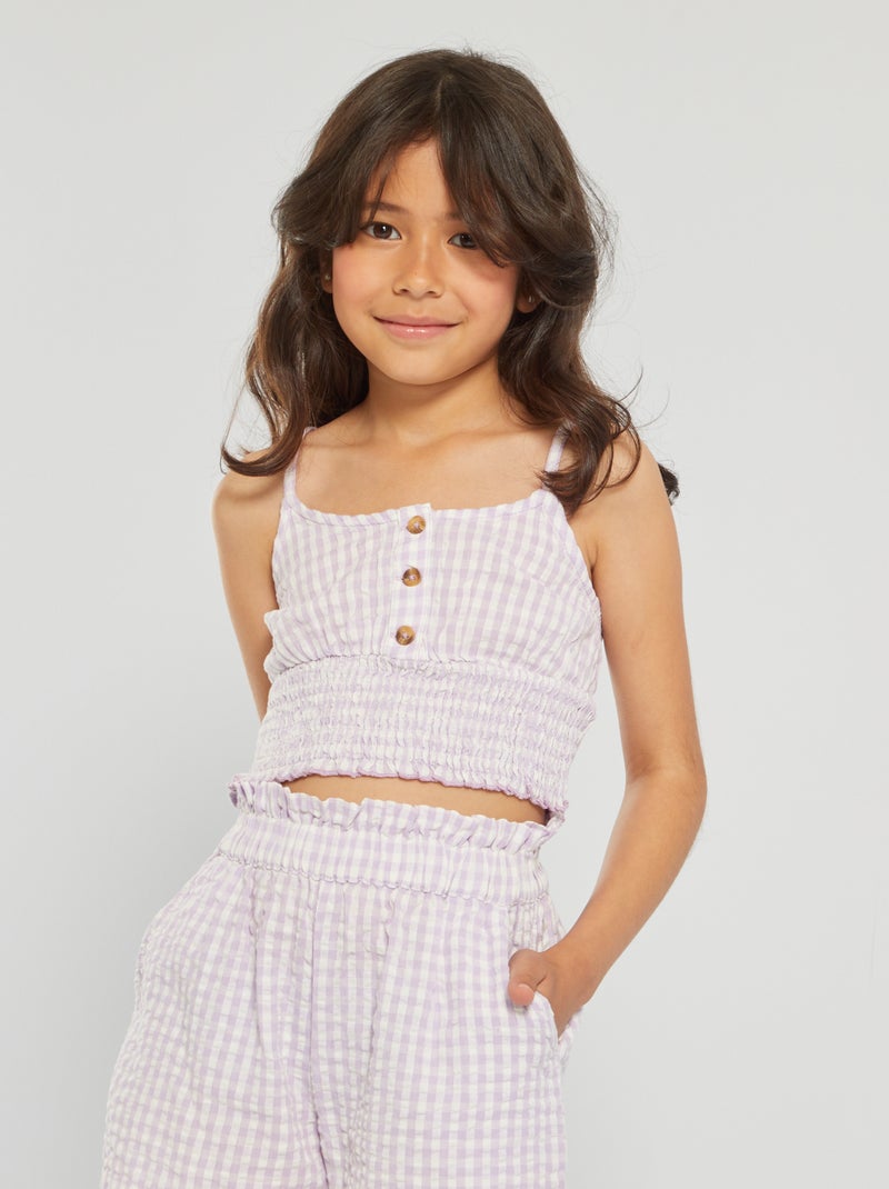 Crop top met smokwerk PAARS - Kiabi