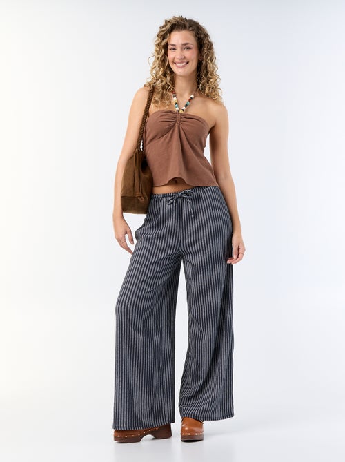 Crop top van linnenmix met parels - Kiabi
