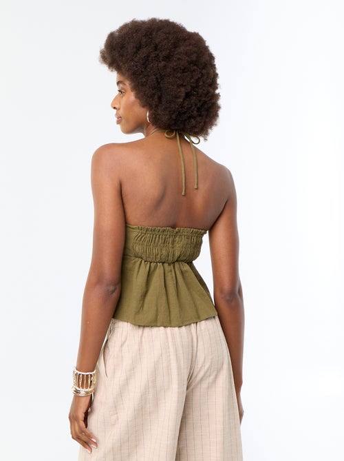 Crop top van linnenmix met parels - Kiabi