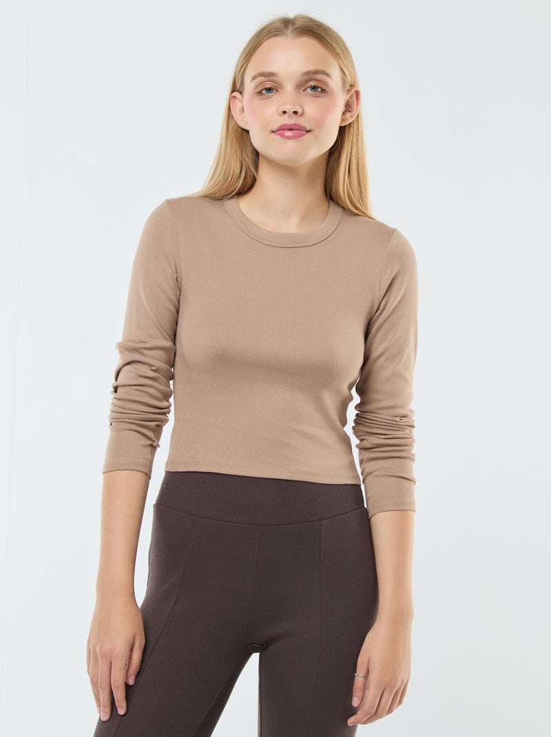 Cropped basic T-shirt Biege - Kiabi