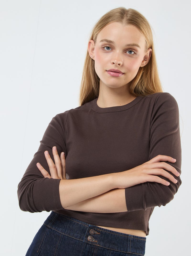 Cropped basic T-shirt Bruin - Kiabi