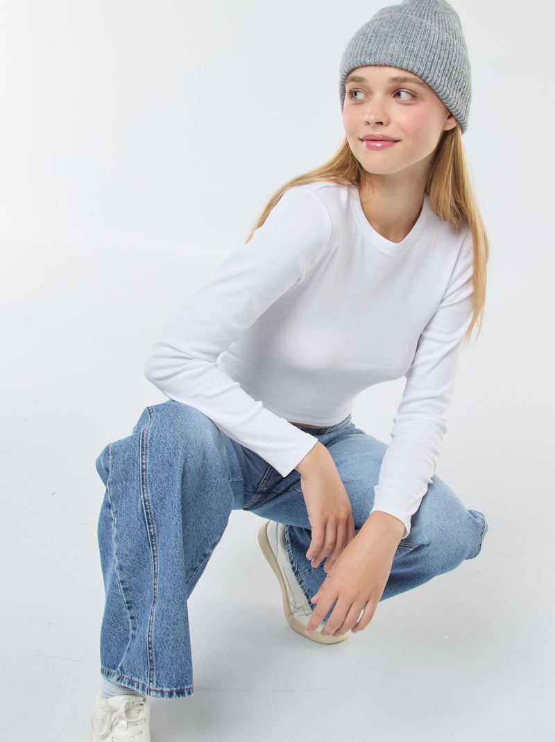 Cropped basic T-shirt wit - Kiabi