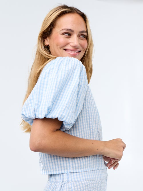 Cropped blouse van gewafelde stof - Kiabi