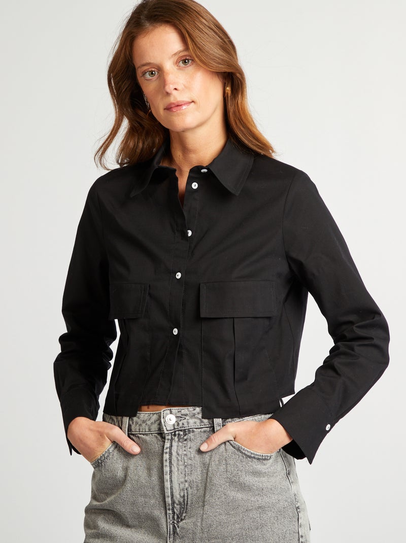 Cropped blouse zwart - Kiabi
