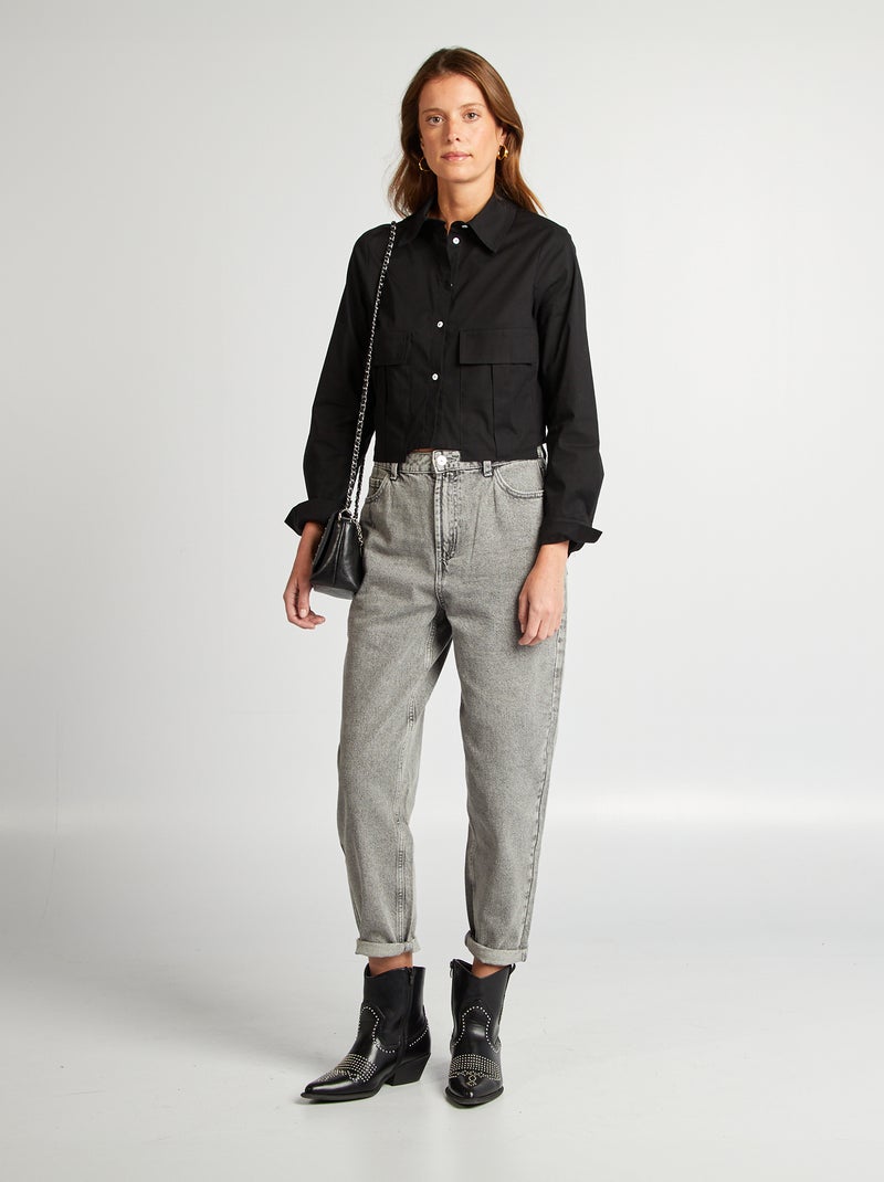Cropped blouse zwart - Kiabi