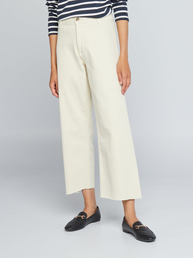 Cropped broek met wijde pijpen BIEGE - Kiabi