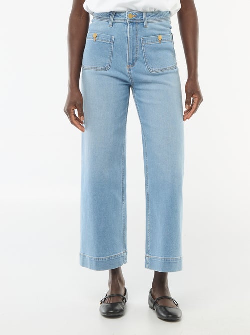 Cropped denim broek met knopen - Kiabi
