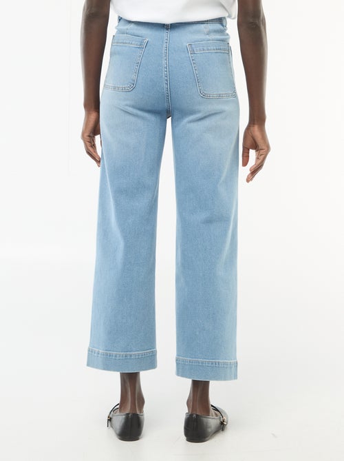 Cropped denim broek met knopen - Kiabi