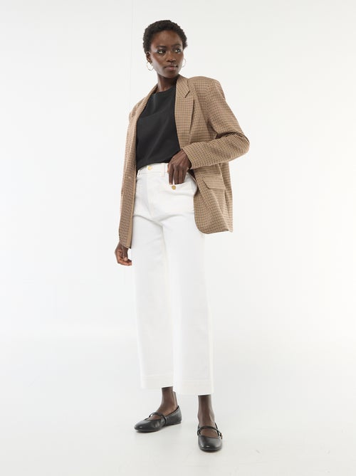 Cropped denim broek met knopen - Kiabi