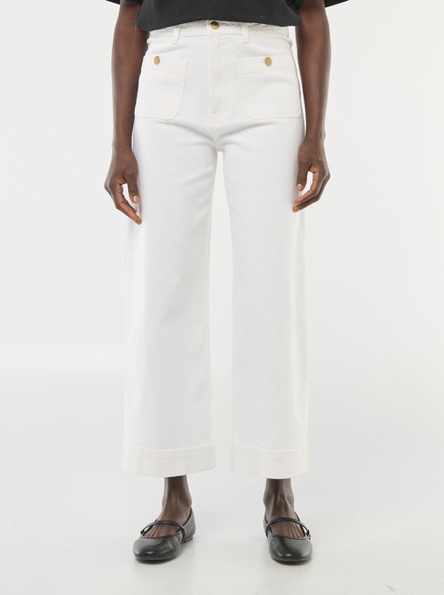 Cropped denim broek met knopen - Kiabi