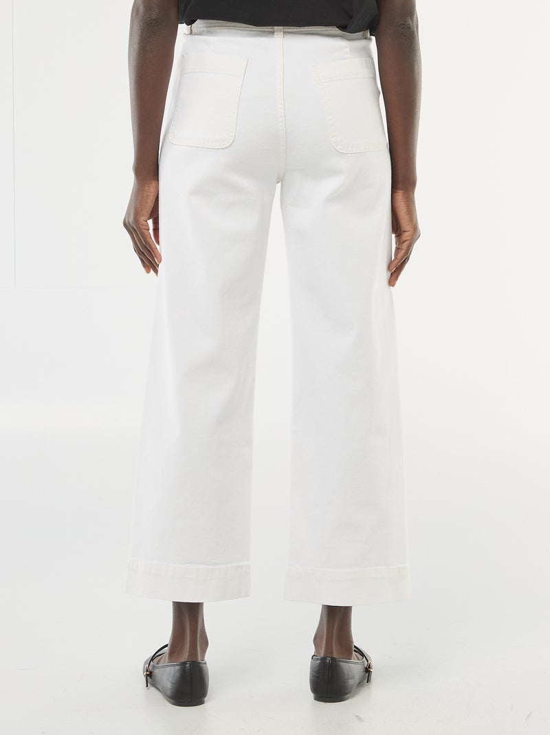 Cropped denim broek met knopen Wit - Kiabi