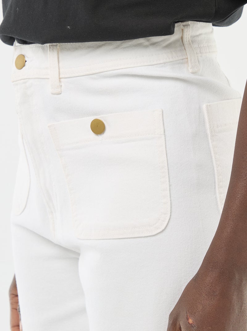 Cropped denim broek met knopen Wit - Kiabi