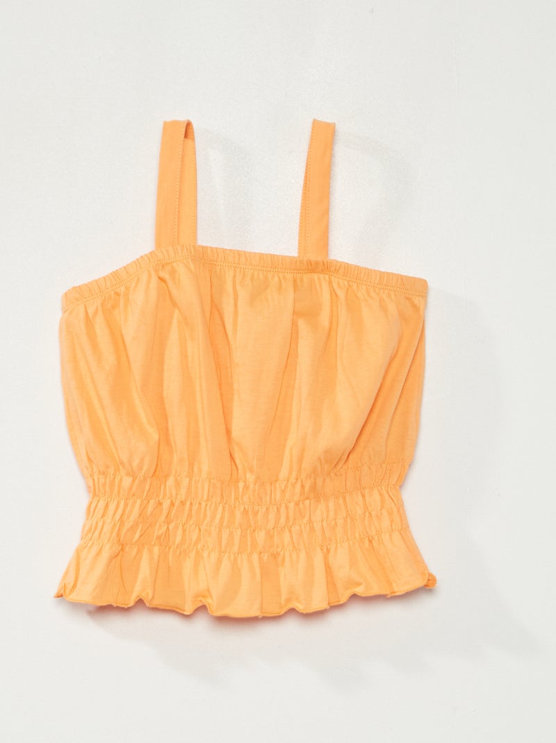 Cropped mouwloze top met smalle schouderbandjes oranje - Kiabi