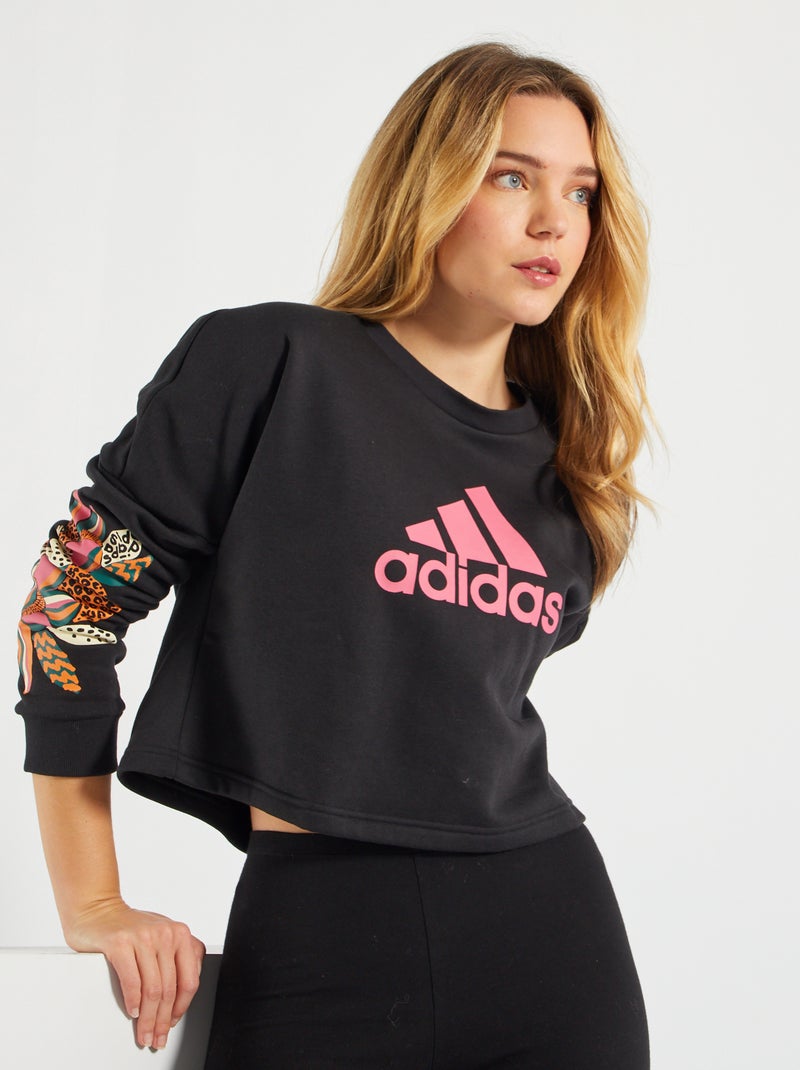 Cropped sweater 'adidas' ZWART - Kiabi